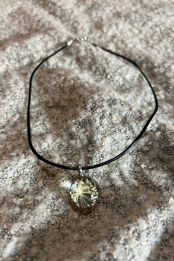 Make A Wish Flower Pressed Glass Ball Necklace
