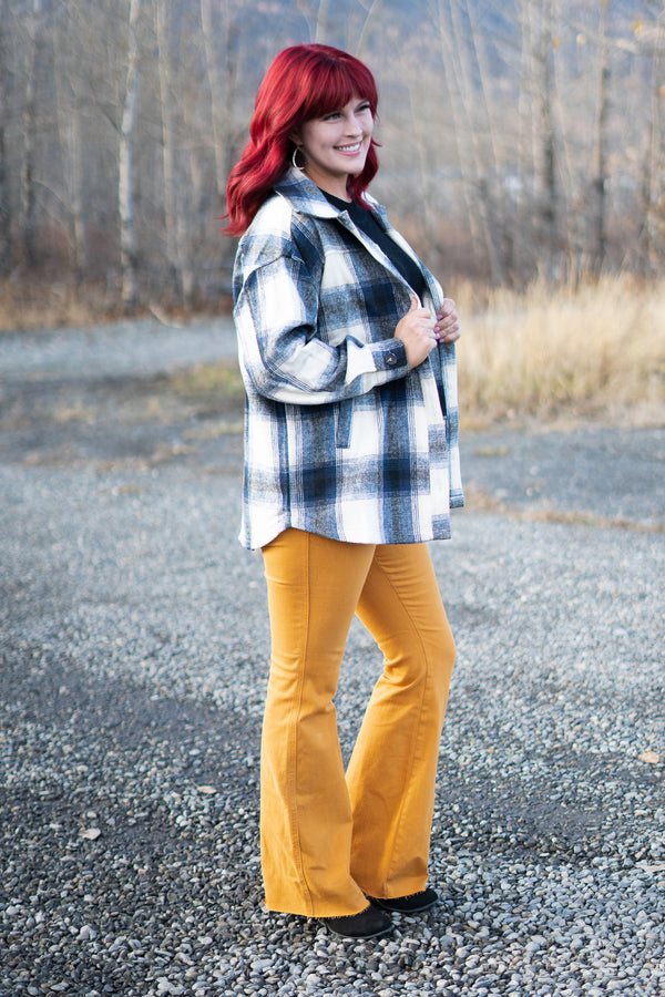 Call Me Cozy Oversized Plaid Shacket in Navy