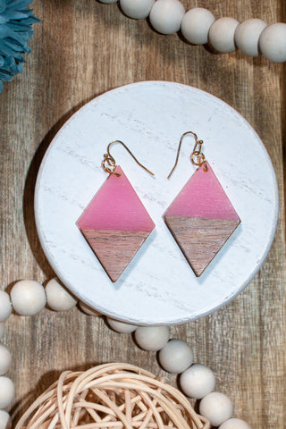 Diamond in the Rough Resin and Wood Earrings