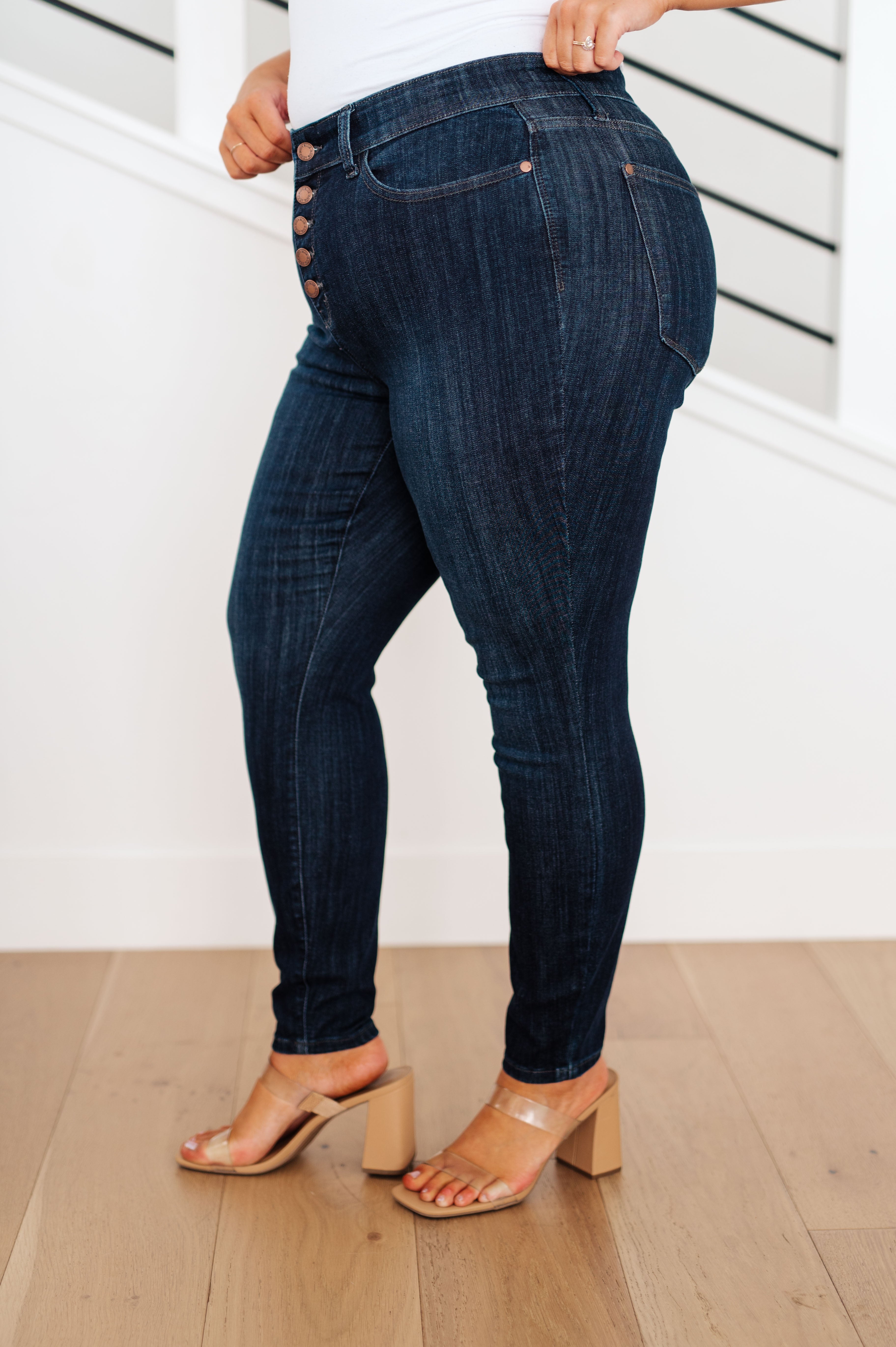 On The Prowl High Waist Hand Sanded Resin Skinny Judy Blue Jeans