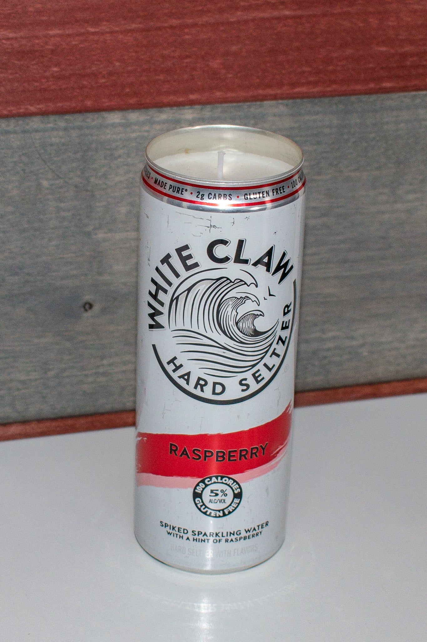 Raspberry Repurposed White Claw Candle