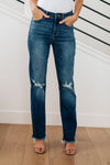 Set Your Sights High Rise Distressed Straight Jeans
