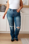 Set Your Sights High Rise Distressed Straight Jeans