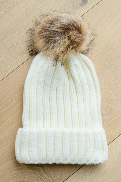 You Hat Me At Hello Rib Knit Beanie With Detachable Pom
