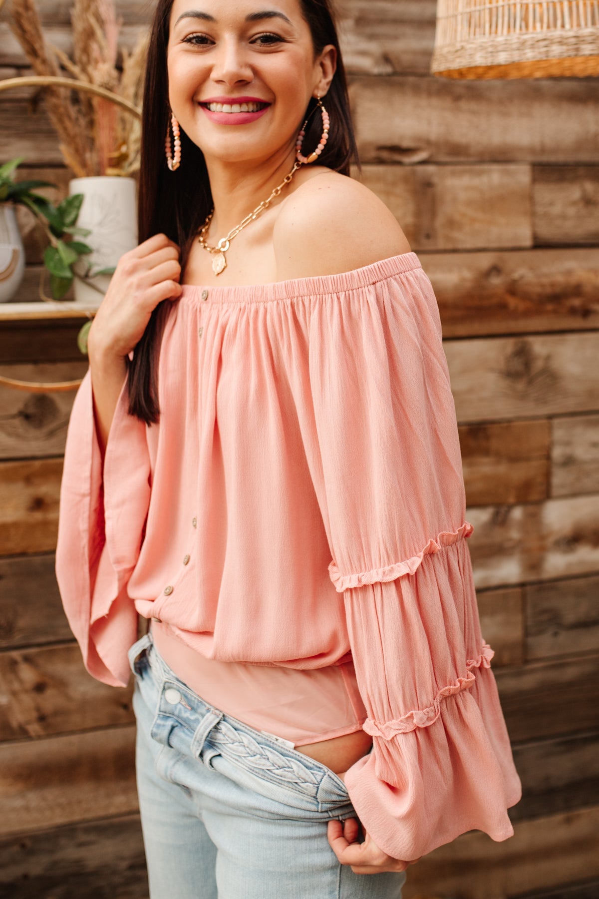 Sunset Sailing Bodysuit in Perfect Peach